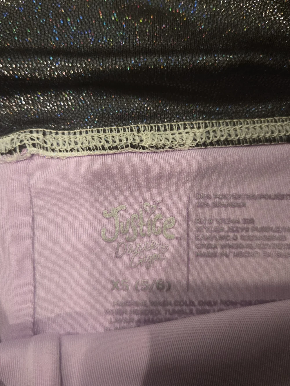 NWT Justice Girls Metallic Colorblock Sports Bra & Shorties 2PC Set Gym Dance XS